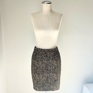 J. Crew Leopard print mini pencil skirt black and brown